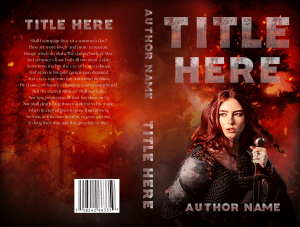 Joan: Premade Book Cover. Image of a medieval female knight in chainmail on a burning battlefield. Suitable for historical, action & adventure genres.