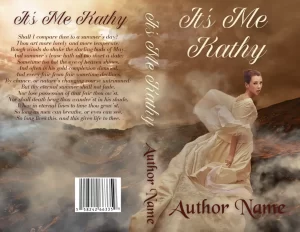 It's Me Kathy: Premade Book Cover. Image of a woman in a period wedding dress running away over barren moors or hills. Suitable for romance, mystery, drama or literary. 
