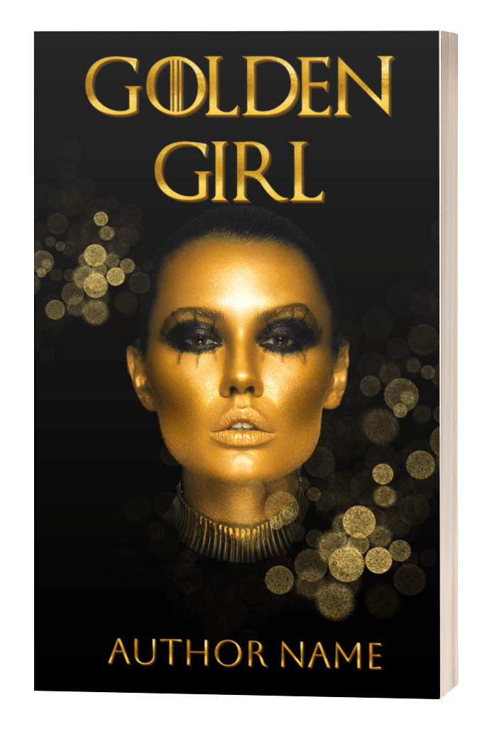 Premade Book Cover : Golden Girl : Abstract image of a woman in gold paint. Suitable for drama, mystery, romance genres. 