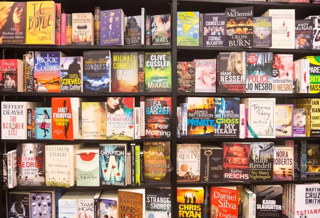 beta reading service. book shelf of popular mainstream fiction books. novels, self-publishing, report.