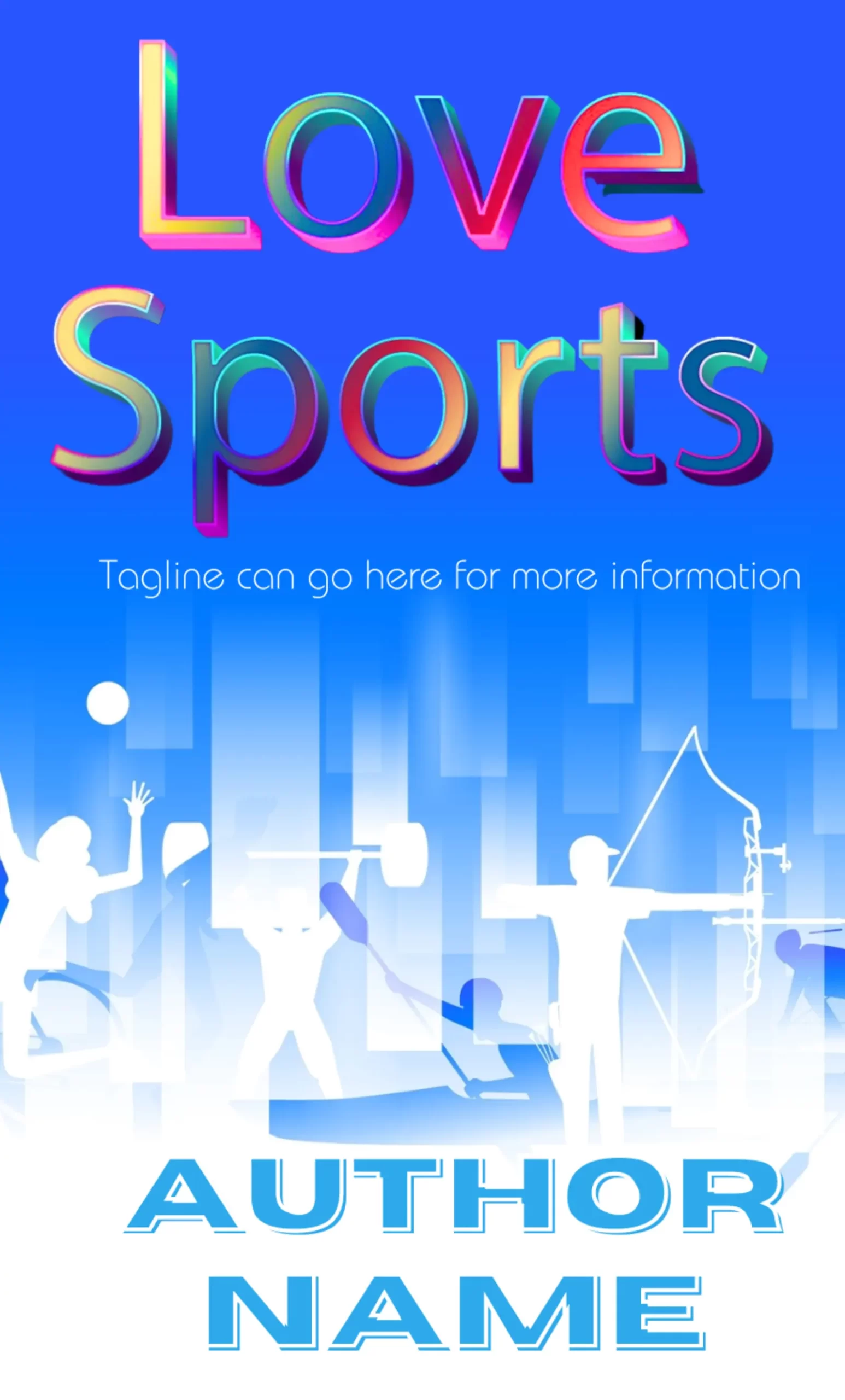 Premade book cover illustration of people playing various sports