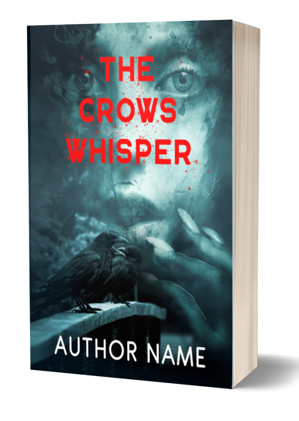 The Crows Whisper: Ready Made Premade Book Cover: eerie gothic horror style. Is this woman controlling the crows or are they controlling her? Buy it now! BookSelf UK