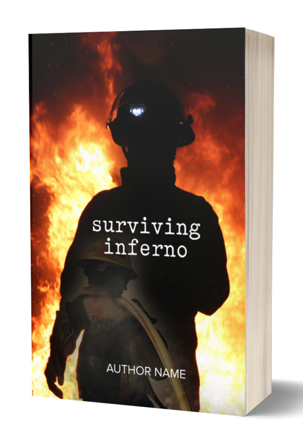 Inferno: Ready Made Book Cover: A fireman against a fire inferno. Paperback, proofreading and help to upload included. £75 BookSelf