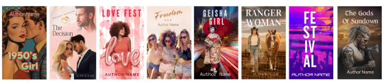 A collection of eight book covers is displayed in a horizontal row. The covers feature a variety of genres and artistic styles, including vintage, romance, contemporary, and mystical themes. Each cover includes distinct visuals and text, with placeholders indicating author names and book titles. Explore the creativity behind these designs with our Book Cover Designer Profiles. BookSelf Book Cover Design & Premade Book Covers A collection of eight book covers is displayed in a horizontal row. The covers feature a variety of genres and artistic styles, including vintage, romance, contemporary, and mystical themes. Each cover includes distinct visuals and text, with placeholders indicating author names and book titles. Explore the creativity behind these designs with our Book Cover Designer Profiles. BookSelf Book Cover Design & Premade Book Covers